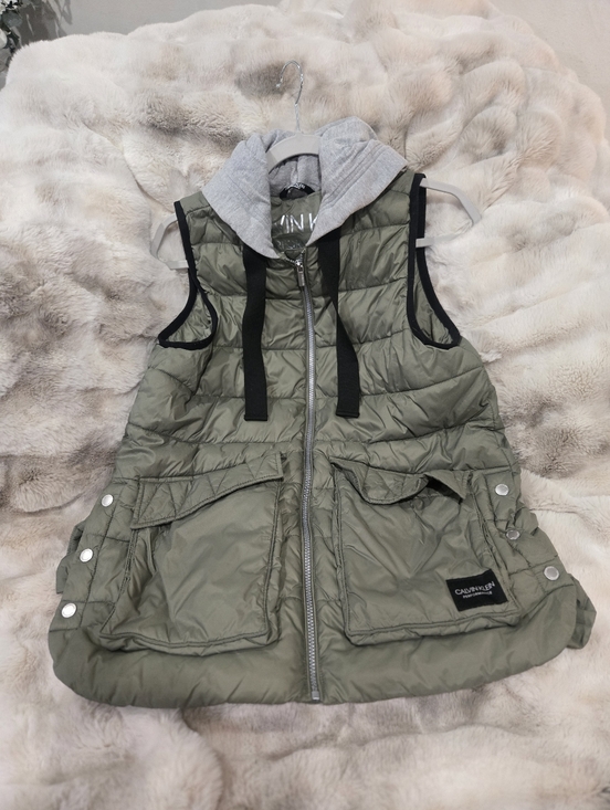 Calvin Klein Jackets & Blazers - Calvin Klein Performance Quilted Hooded Vest in Olive Green and Heather Gray